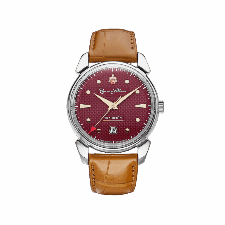 Đồng Hồ Cuervo Y Sobrinos Historiador Tradición – Mặt Số Burgundy / Thép Không Gỉ – Limited 282 – 3195.1TBY