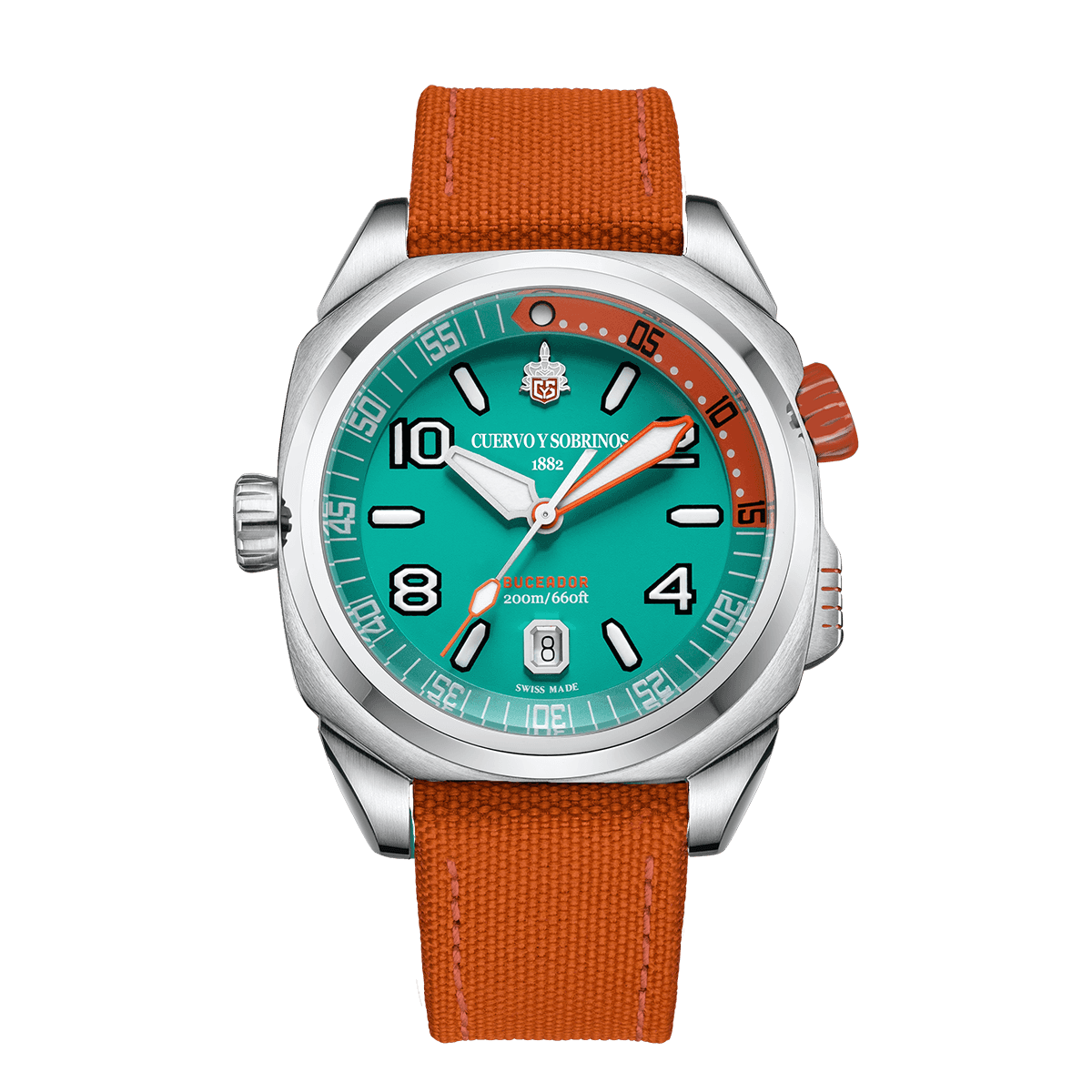 Cuervo Y Sobrinos Buceador Caribe Watch – Turquoise Dial / Stainless Steel – 2860.1TQ