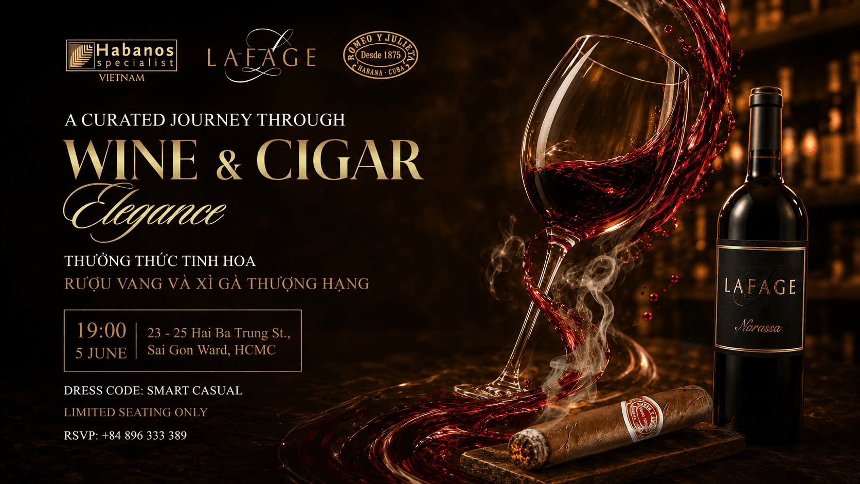 A guided pairing by guest sommelier for an exquisite experience at Habanos Specialist Vietnam 