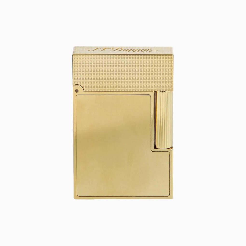 S.T. Dupont Ligne 2 Microdiamond Head small lighter in brushed and polished gold - C18602