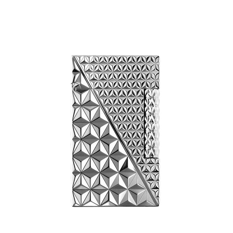 S.T. Dupont Ligne 2 Cling Fire X lighter with 3D guilloché pattern in silver - C16645