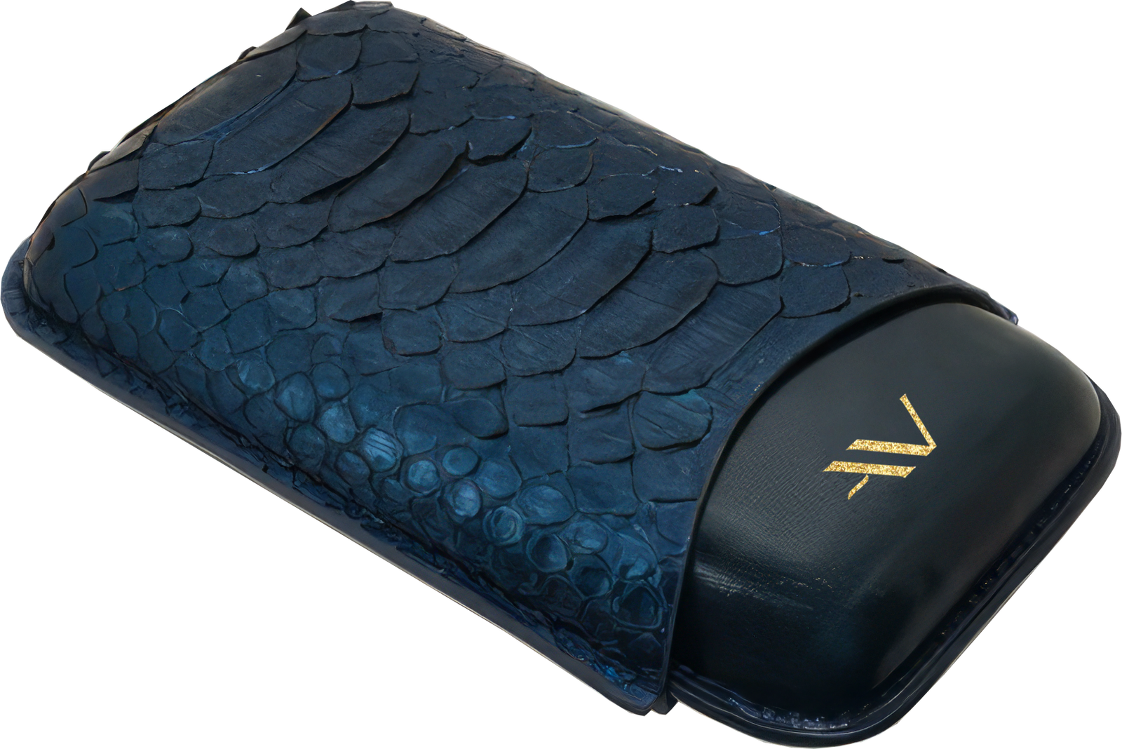 AVANTI EXCLUSIVE ACCESSORIES Blue chưa có hình, labels [style_8010202009947]  Bao da đựng cigar 3 ống - Aznavour I Python (3  Sticks) - Blue shiny