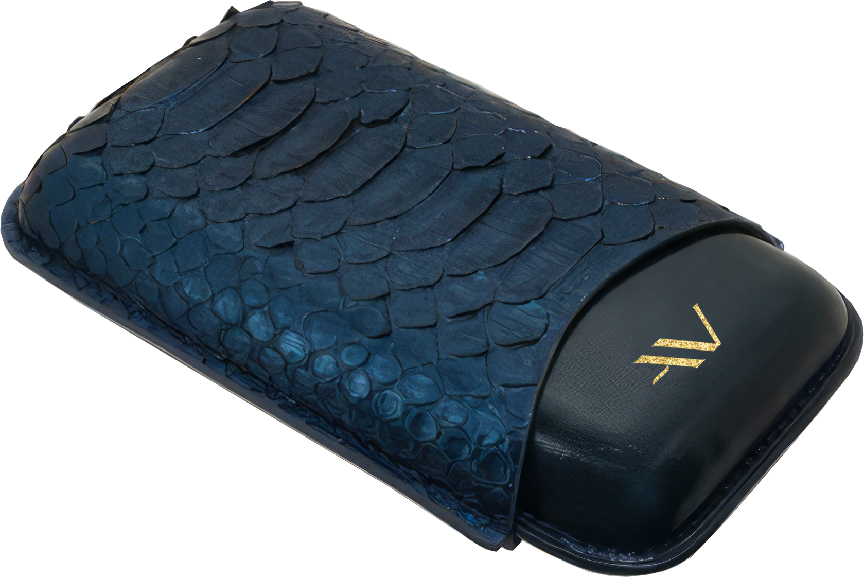 AVANTI EXCLUSIVE ACCESSORIES Blue chưa có hình, labels [style_8010202009947]  Bao da đựng cigar 3 ống - Aznavour I Python (3  Sticks) - Blue shiny