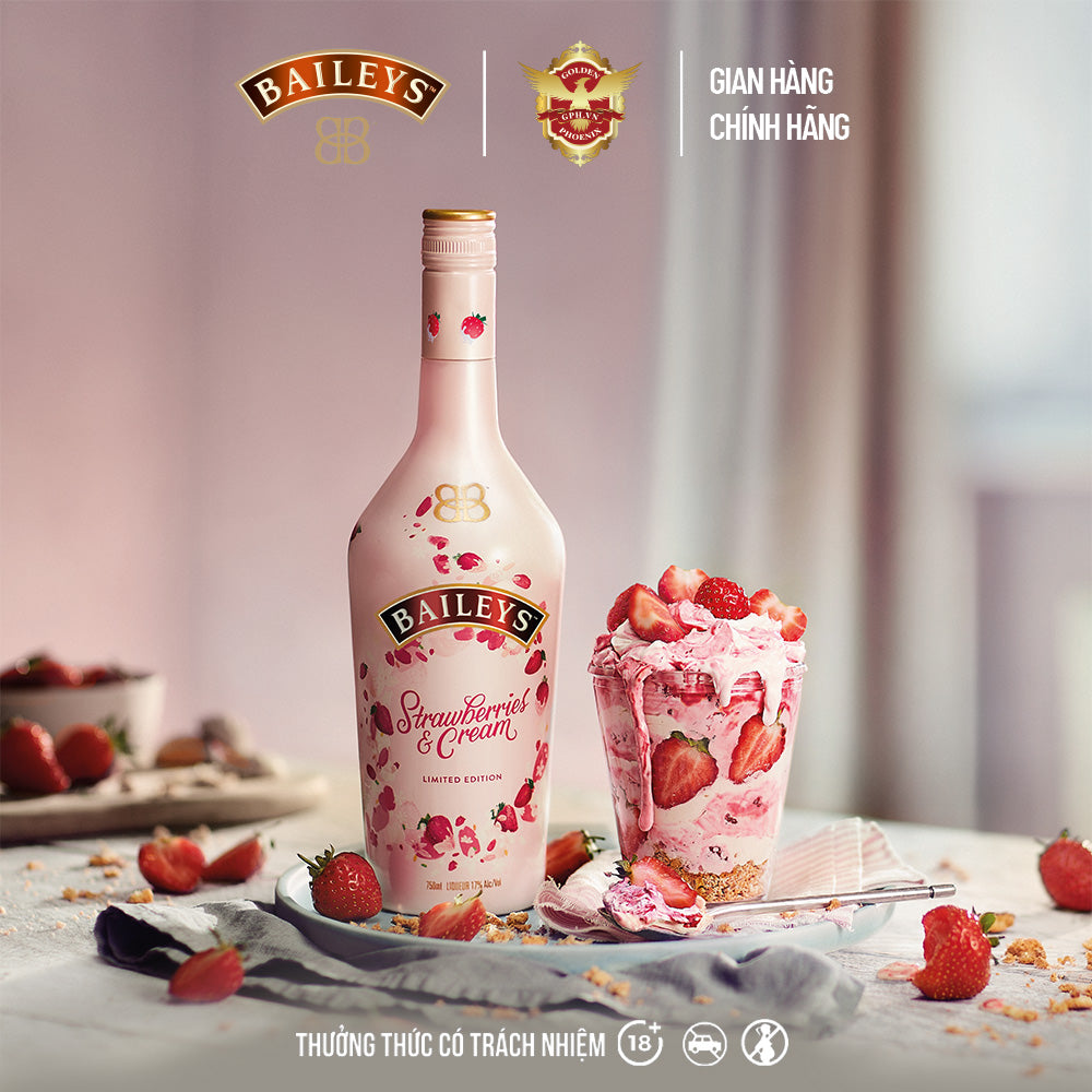Baileys LIQUORS-SPIRITS 50%OFF Rượu Baileys Strawberries Cream Irish Cream Liqueur 17% 70cl