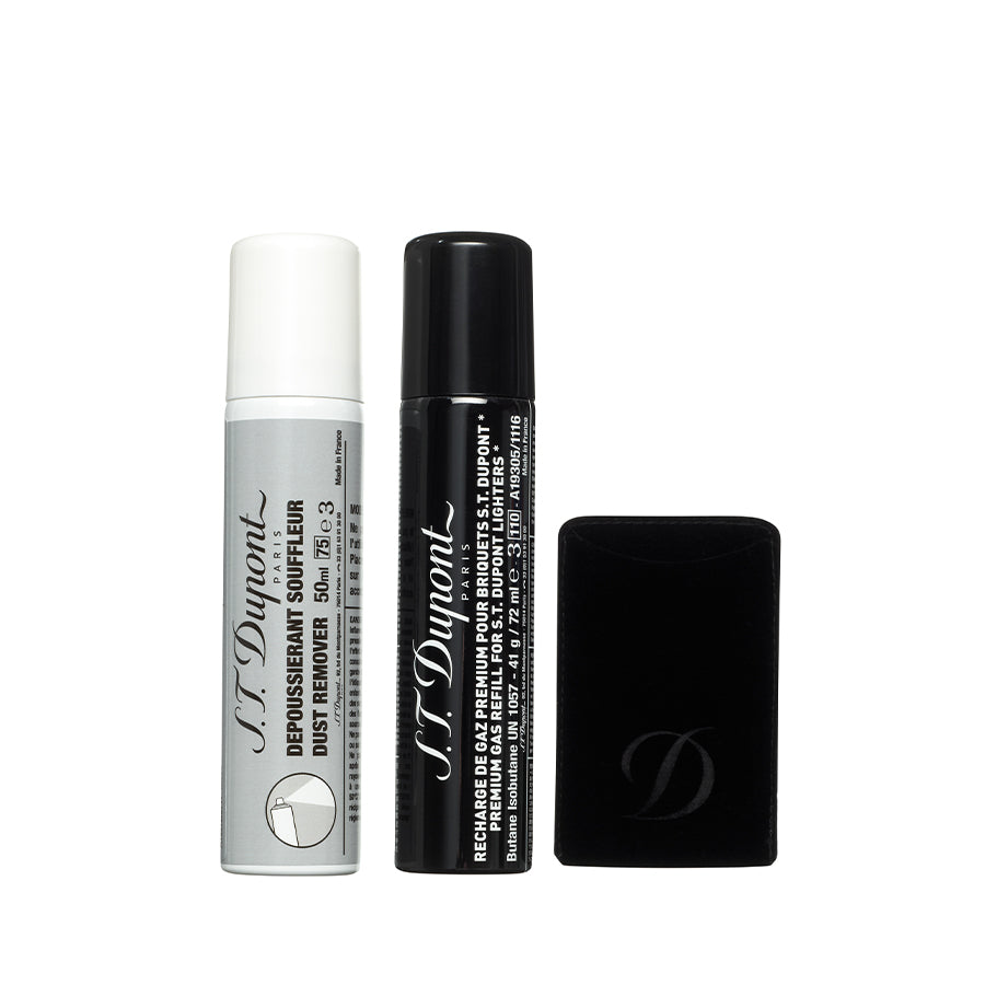 DUPONT ACCESSORIES Bộ Dụng Cụ Bảo Dưỡng Bật Lửa Gồm Bình Chứa Gas Butane, Bình Chứa Chất Tẩy Bụi, Túi Vải (Maintenance Kit Minijet - 088147V) - S.T.Dupont
