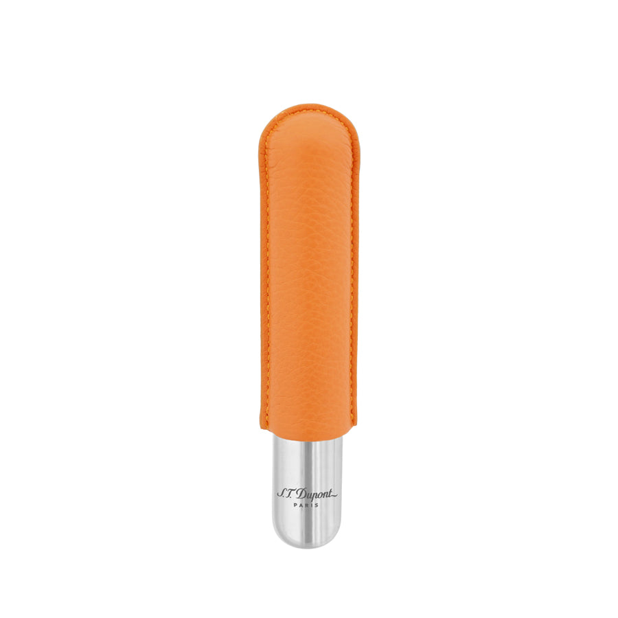 DUPONT ACCESSORIES Bao Da Đựng Cigar Bằng Da Bò Loại 1 Điếu Màu Cam/Chrome (1 CG Case Orange Gr/Chrome - 183166) - S.T.Dupont