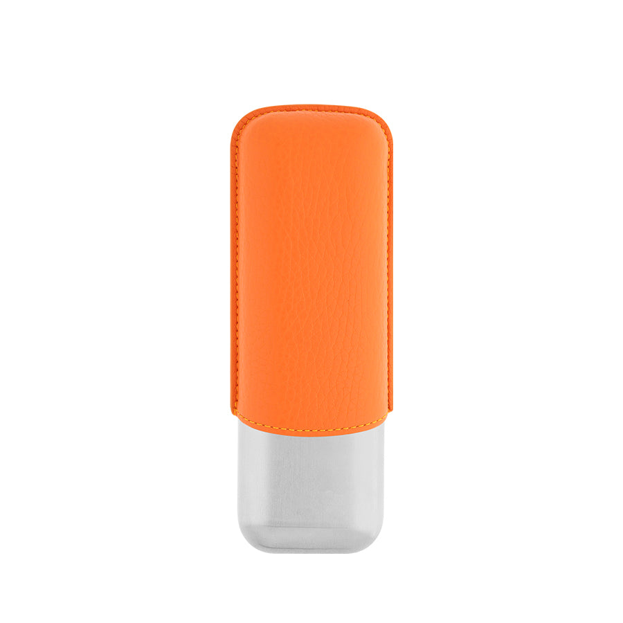 DUPONT ACCESSORIES Bao Da Đựng Cigar Bằng Da Bò Loại 2 Điếu Màu Cam/Chrome (2 CG Case Orange Gr/Chrome - 183266) - S.T.Dupont