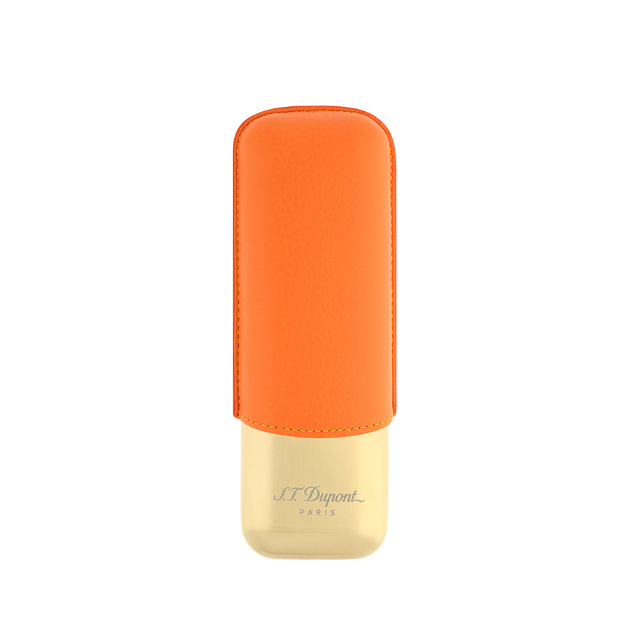 DUPONT ACCESSORIES Bao Da Đựng Cigar Bằng Da Bò Loại 2 Điếu Màu Cam/Vàng (2 CG Case Orange Gr/Golden - 183256) - S.T.Dupont