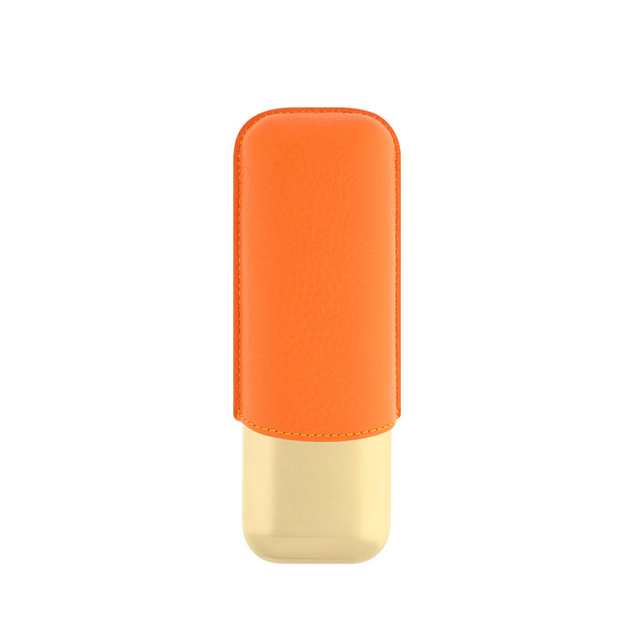 DUPONT ACCESSORIES Bao Da Đựng Cigar Bằng Da Bò Loại 2 Điếu Màu Cam/Vàng (2 CG Case Orange Gr/Golden - 183256) - S.T.Dupont