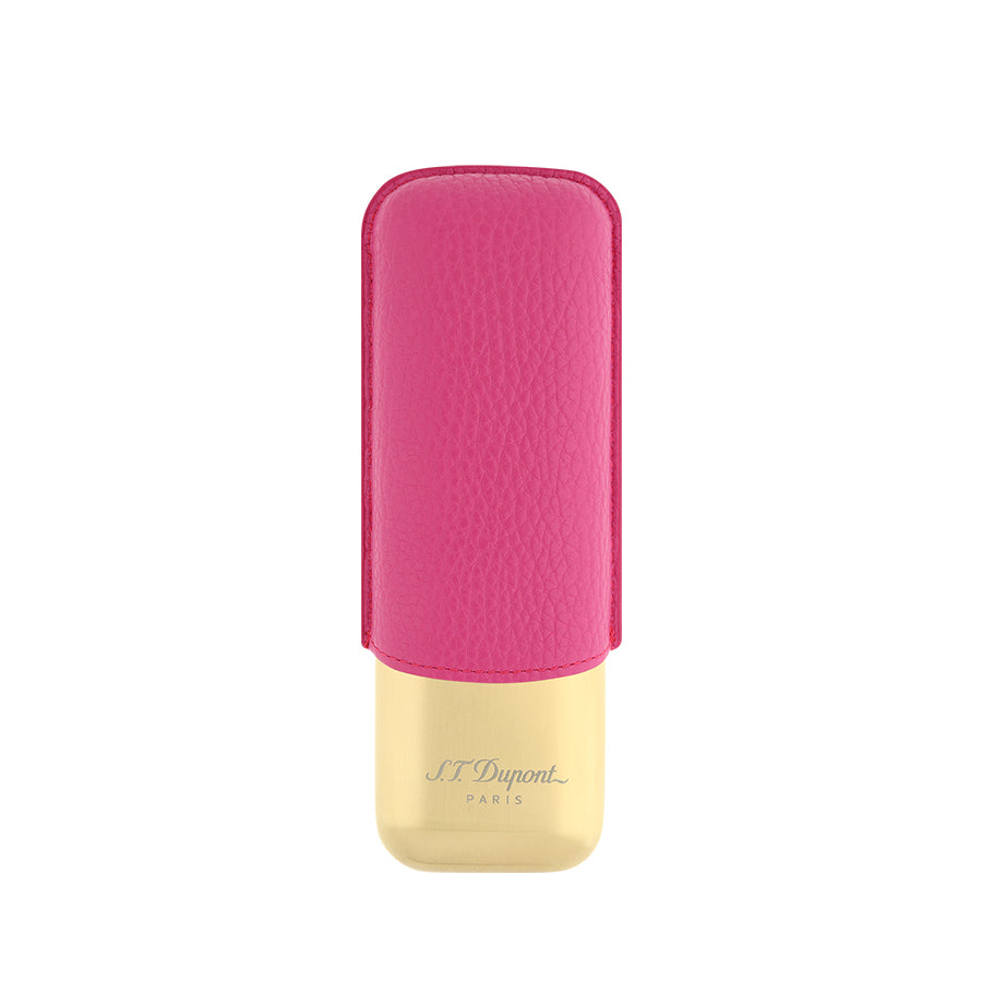 DUPONT ACCESSORIES Bao Da Đựng Cigar Bằng Da Bò Loại 2 Điếu Màu Hồng/Vàng (2 CG Case Pink Gr/Golden - 183245) - S.T.Dupont