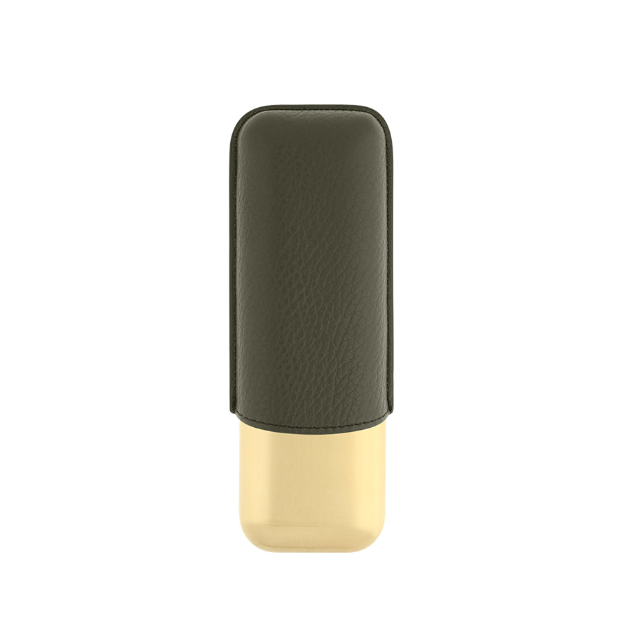 DUPONT ACCESSORIES Bao Da Đựng Cigar Bằng Da Bò Loại 2 Điếu Màu Kaki/Vàng (2 CG Case Kaki Gr/Golden - 183269) - S.T.Dupont