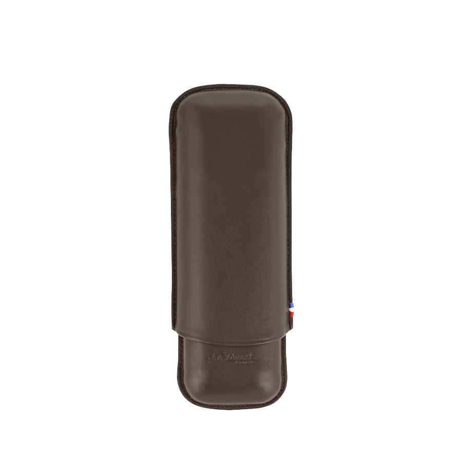 DUPONT ACCESSORIES Bao Da Đựng Cigar Bằng Da Bò Loại 2 Điếu Màu Nâu (2 Cigar Case Brown Leather - 183141) - S.T.Dupont