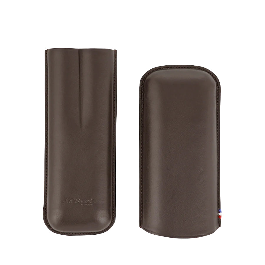 DUPONT ACCESSORIES Bao Da Đựng Cigar Bằng Da Bò Loại 2 Điếu Màu Nâu (2 Cigar Case Brown Leather - 183141) - S.T.Dupont