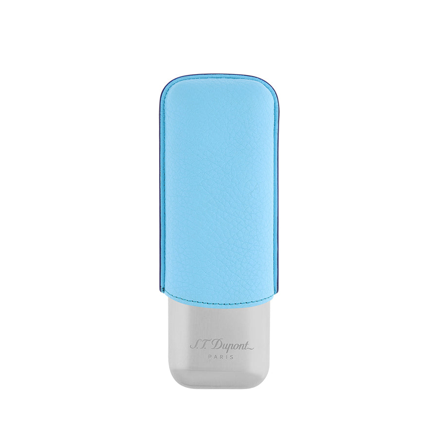 DUPONT ACCESSORIES Bao Da Đựng Cigar Bằng Da Bò Loại 2 Điếu Màu Xanh Ngọc/Chrome (2 CG Case Turquoise Gr/Chrome - 183264) - S.T.Dupont