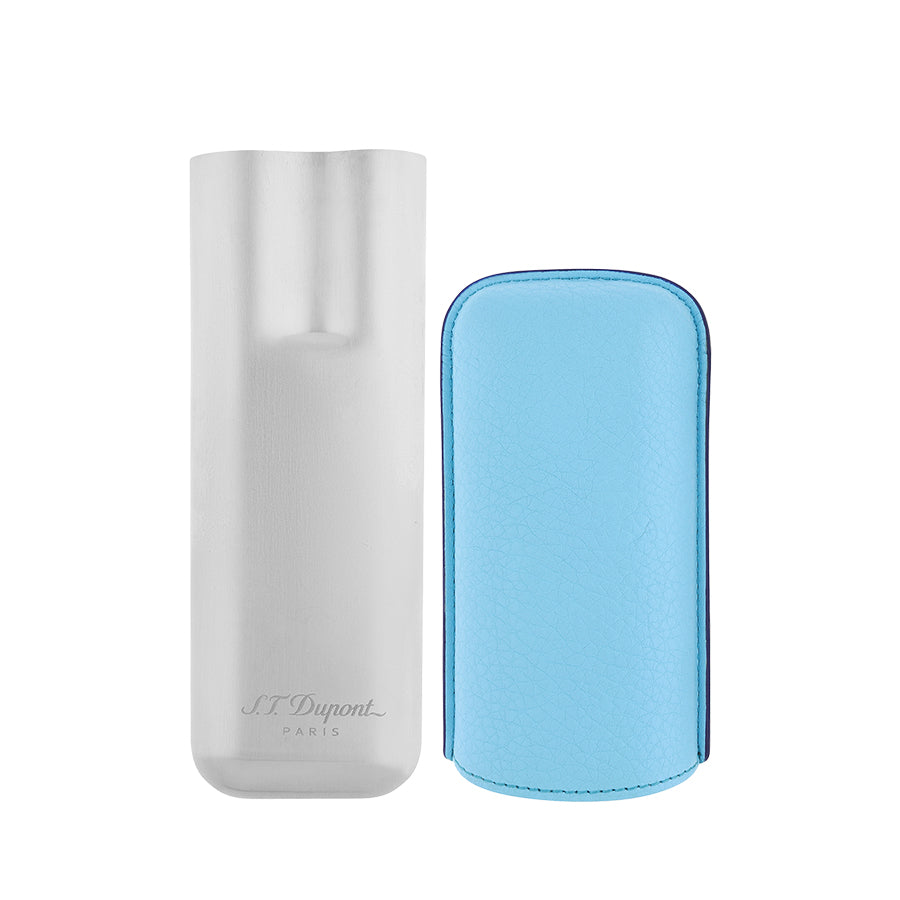 DUPONT ACCESSORIES Bao Da Đựng Cigar Bằng Da Bò Loại 2 Điếu Màu Xanh Ngọc/Chrome (2 CG Case Turquoise Gr/Chrome - 183264) - S.T.Dupont