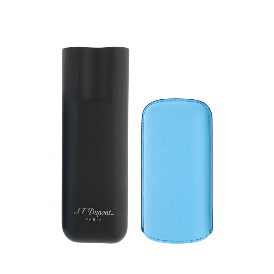 DUPONT ACCESSORIES Bao Da Đựng Cigar Bằng Da Bò Loại 2 Điếu Màu Xanh Ngọc/Đen (2 CG Case Turquoise Gr/Matte - 183243) - S.T.Dupont