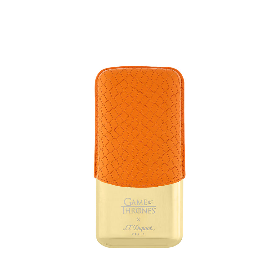DUPONT ACCESSORIES Bao Da Đựng Cigar Bằng Da Bò Loại 3 Điếu (3 CG Case Got Fire / Golden - 183043) - S.T.Dupont