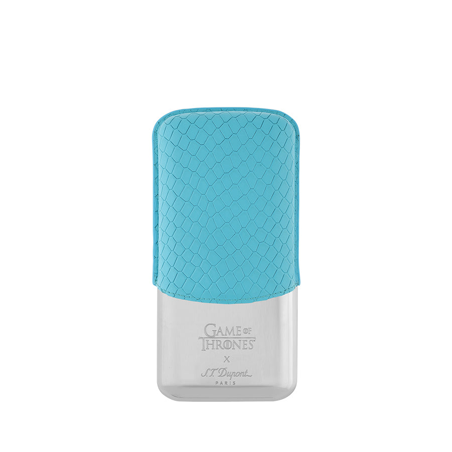 DUPONT ACCESSORIES Bao Da Đựng Cigar Bằng Da Bò Loại 3 Điếu (3 CG Case Got Ice / Chrome - 183042) - S.T.Dupont