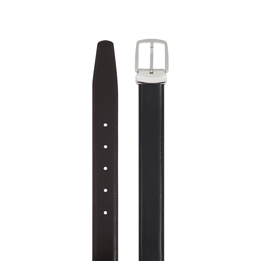 DUPONT ACCESSORIES Black &amp; Brown S.T.DUPONT BELT LEATHER PALLADIUM DH R BLACK BROWN