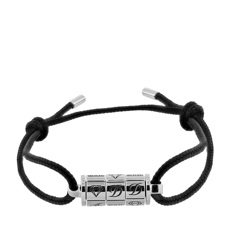 DUPONT ACCESSORIES chưa có hình [style_3597390280558] Dây đeo tay bằng da có mặt kim loại trang trí, S.T. Dupont (BRACELET GAMBLE style no. 005948)