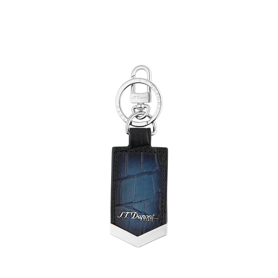 DUPONT ACCESSORIES chưa có hình [style_3597390295828] Móc chìa khóa bằng da bò màu xanh (KEY RING LGR ATELIER BLUE - 190380) - S.T.Dupont