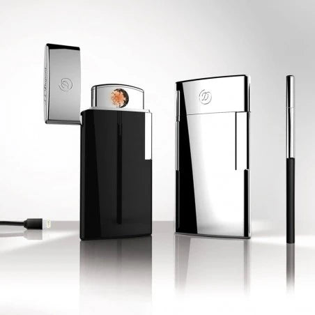 DUPONT ACCESSORIES S.T.DUPONT E-SLIM BLACK AND CHROME LIGHTER