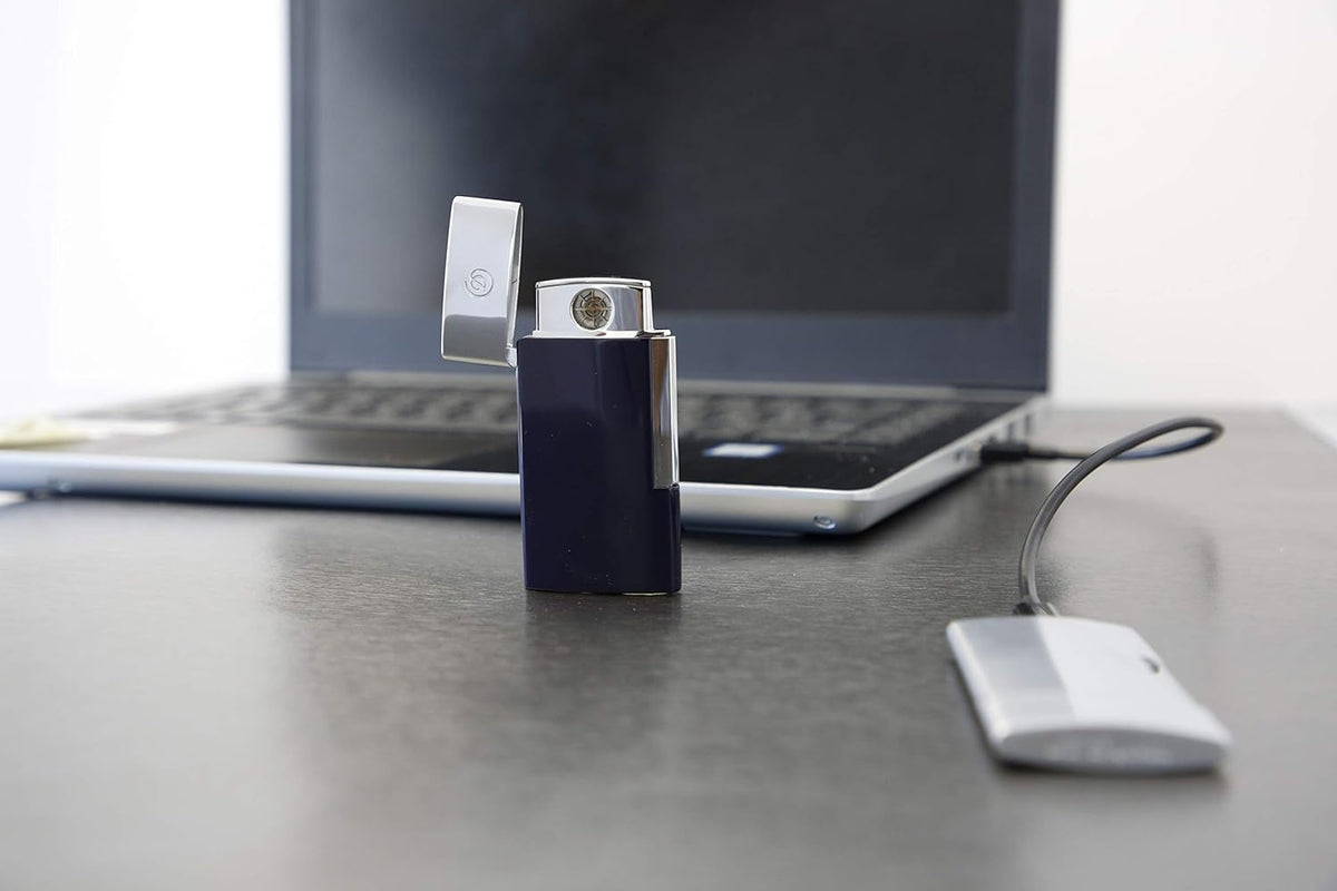 DUPONT ACCESSORIES S.T.DUPONT E-SLIM BLACK AND CHROME LIGHTER