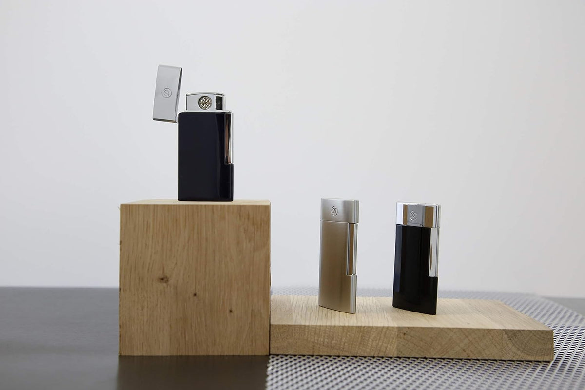 DUPONT ACCESSORIES S.T.DUPONT E-SLIM BLUE AND CHROME LIGHTER