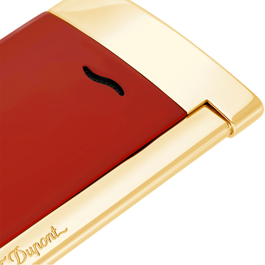 DUPONT ACCESSORIES S.T.DUPONT LI SLIM7 RED AND GOLDEN LACQUER BURGENDY LIGHTER