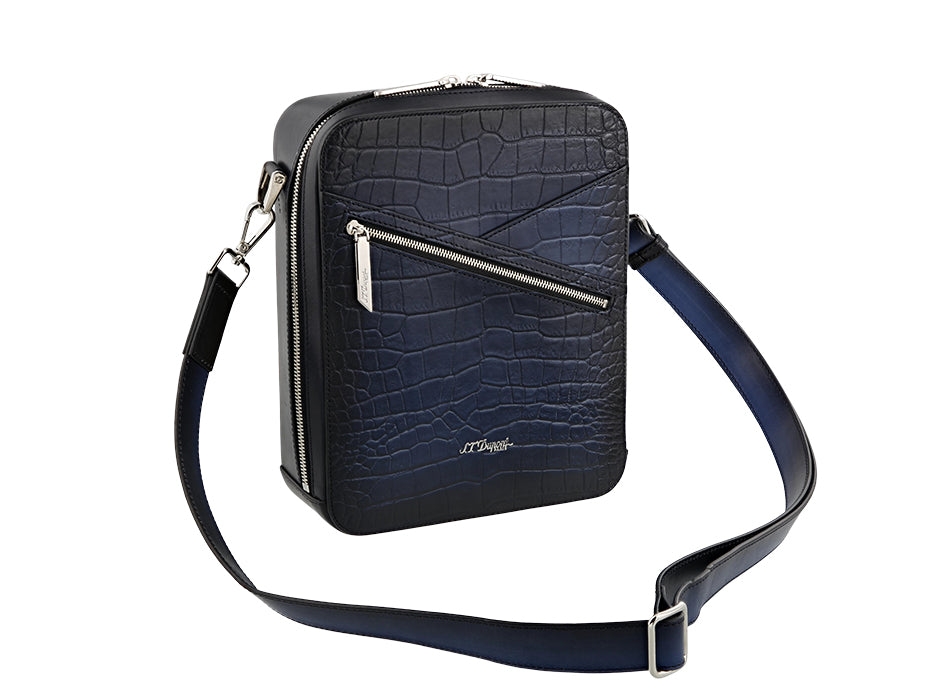 DUPONT ACCESSORIES [style_3597390289162] Túi da màu xanh đen bằng da bò -  ST Dupont (CIGAR CROSSBODY LGR ATL BLUE style No. 141353). KT:  (250 x 205 x 75) mm