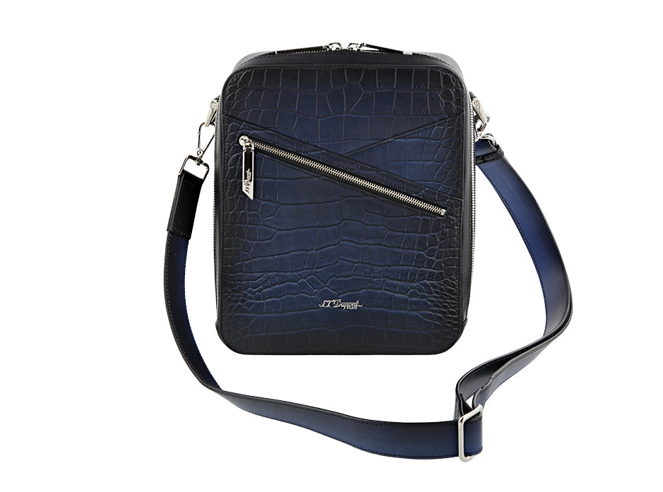 DUPONT ACCESSORIES [style_3597390289162] Túi da màu xanh đen bằng da bò -  ST Dupont (CIGAR CROSSBODY LGR ATL BLUE style No. 141353). KT:  (250 x 205 x 75) mm