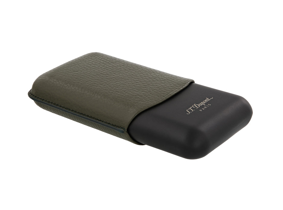 DUPONT ACCESSORIES [style_3597390289476] Bao da đựng Cigar bằng da bò loại 3 điếu màu kaki - S.T.Dupont (3 CG CASE KAKI GR/MATTE style no 183349). KT:  (180x80x30) mm