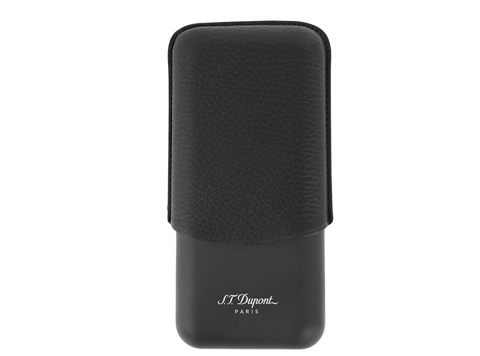 DUPONT ACCESSORIES [style_3597390289483] Bao da đựng Cigar bằng da bò loại 3 điếu màu đen - S.T.Dupont (3 CG CASE BLACK GR/MATTE style no 183340). KT:  (180x80x30) mm