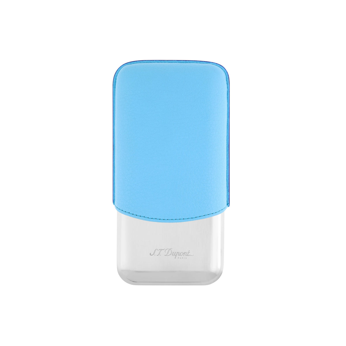 DUPONT ACCESSORIES [style_3597390290434] Bao da đựng Cigar bằng da bò loại 3 điếu màu xanh/chrome - S.T.Dupont (3 CG CASE TURQUOISE GR/CHROME style no 183364). KT:  (180x80x30) mm