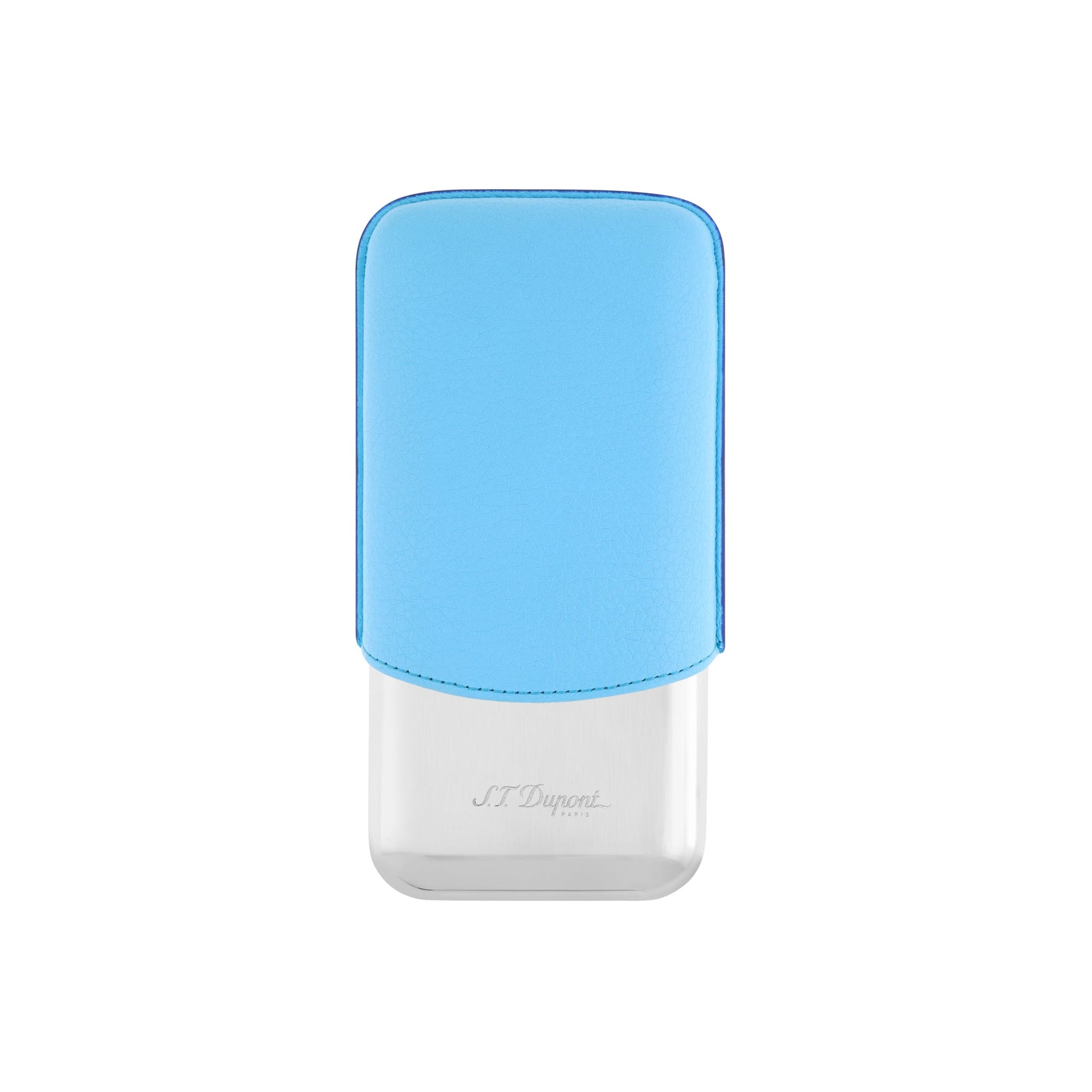 DUPONT ACCESSORIES [style_3597390290434] Bao da đựng Cigar bằng da bò loại 3 điếu màu xanh/chrome - S.T.Dupont (3 CG CASE TURQUOISE GR/CHROME style no 183364). KT:  (180x80x30) mm
