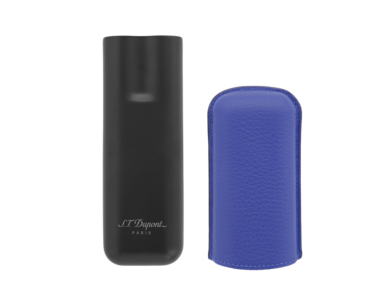 DUPONT ACCESSORIES [style_3597390292872] Bao da đựng Cigar bằng da bò loại 2 điếu màu xanh/đen - S.T.Dupont (2 CG CASE OCEAN/ MATTE BLACK style no 183161). KT:  (180x80x30) mm