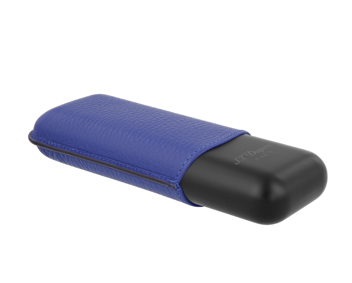 DUPONT ACCESSORIES [style_3597390292872] Bao da đựng Cigar bằng da bò loại 2 điếu màu xanh/đen - S.T.Dupont (2 CG CASE OCEAN/ MATTE BLACK style no 183161). KT:  (180x80x30) mm