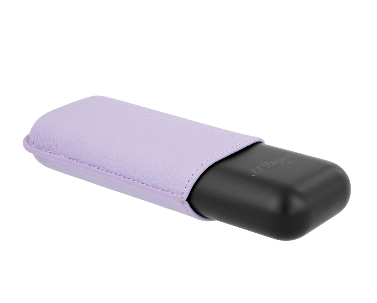 DUPONT ACCESSORIES [style_3597390292889] Bao da đựng Cigar bằng da bò loại 2 điếu màu tím/đen - S.T.Dupont (2 CG CASE LILAC / MATTE BLACK style no 183162). KT:  (180x80x30) mm