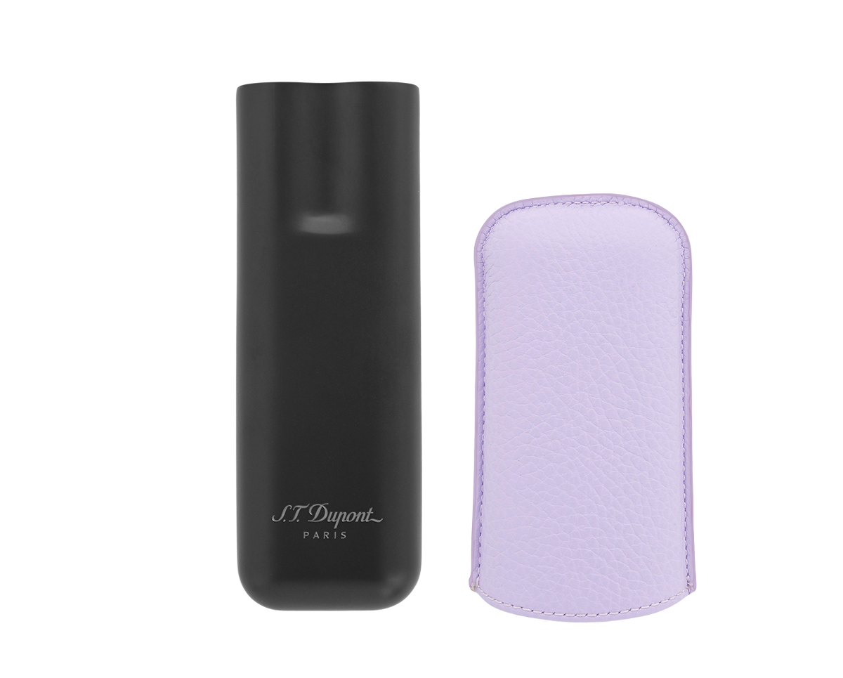 DUPONT ACCESSORIES [style_3597390292889] Bao da đựng Cigar bằng da bò loại 2 điếu màu tím/đen - S.T.Dupont (2 CG CASE LILAC / MATTE BLACK style no 183162). KT:  (180x80x30) mm