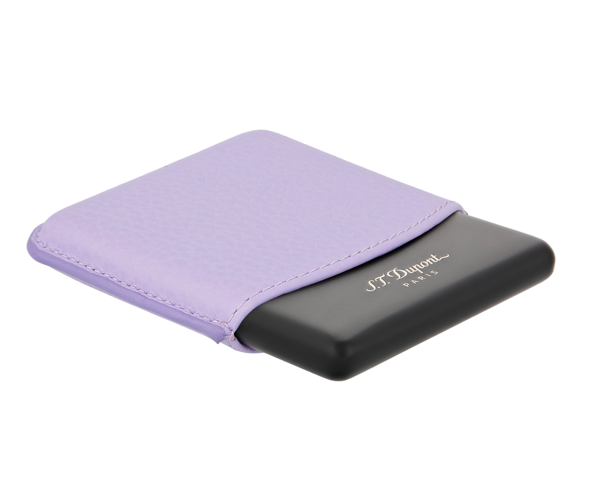 DUPONT ACCESSORIES [style_3597390292919] Bao da đựng Cigar bằng da bò màu tím - S.T.Dupont (CIGRT CASE LILAC/MAT BLK METAL style no 183092). KT:  (100x80x15) mm