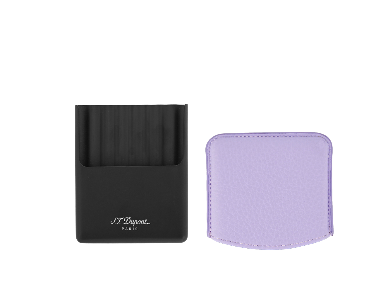 DUPONT ACCESSORIES [style_3597390292919] Bao da đựng Cigar bằng da bò màu tím - S.T.Dupont (CIGRT CASE LILAC/MAT BLK METAL style no 183092). KT:  (100x80x15) mm