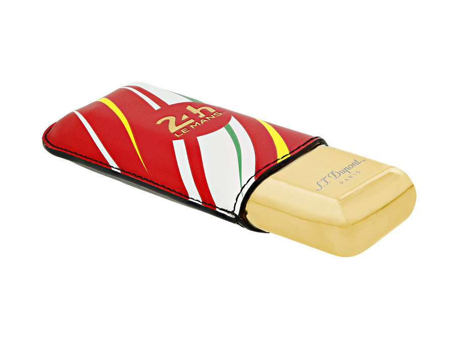 DUPONT ACCESSORIES [style_3597390294555] Bao da đựng Xì gà bằng da bò loại 2 điếu màu đỏ/vàng - hiệu S.T Dupont (2 CG CASE LE MANS RED/GOLDEN style no 183290). KT  (180x60x30) mm