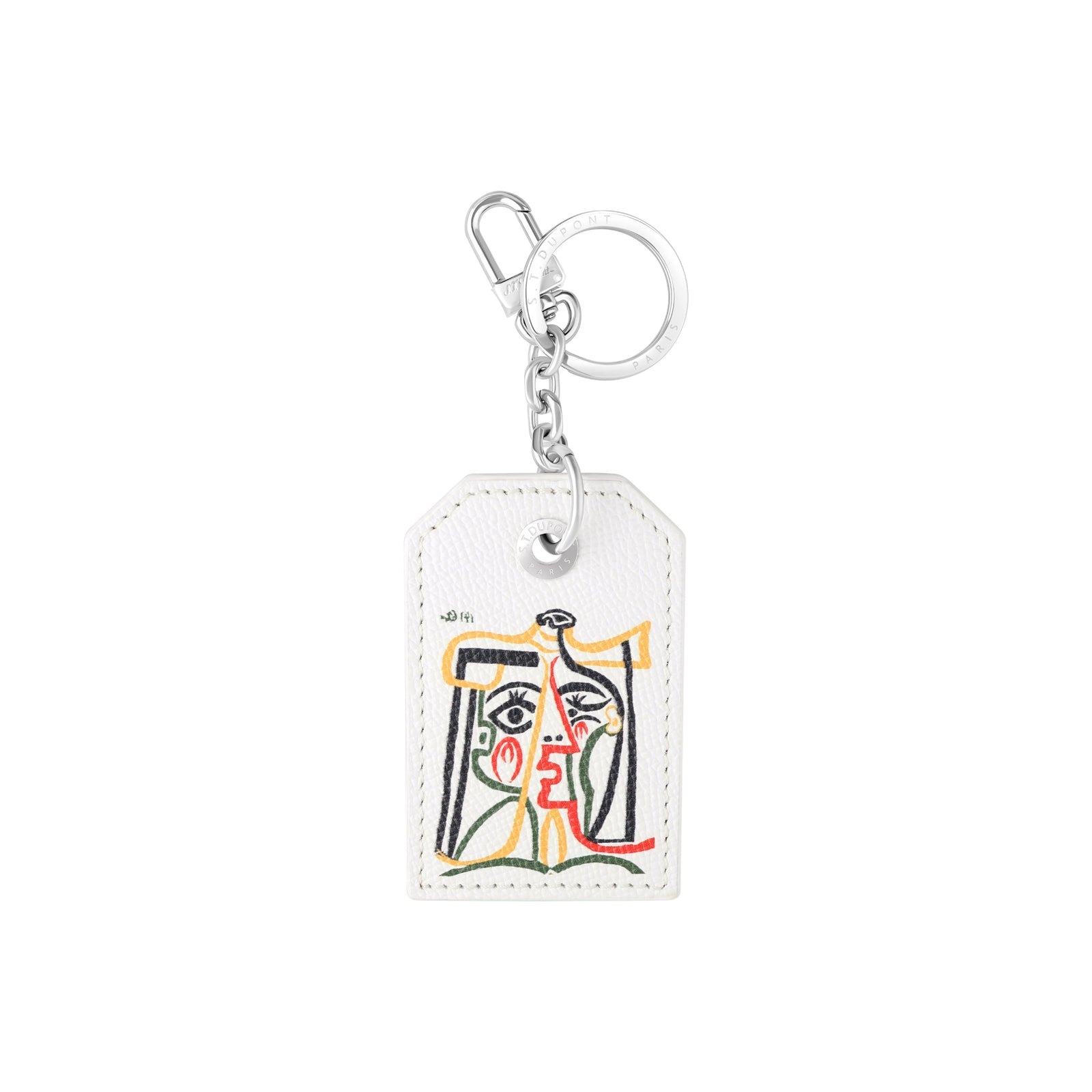 DUPONT ACCESSORIES [style_3597390295163] Móc chìa khóa bằng da bò - S.T.Dupont (KEYRING PICASSO WHITE style no. 003101)