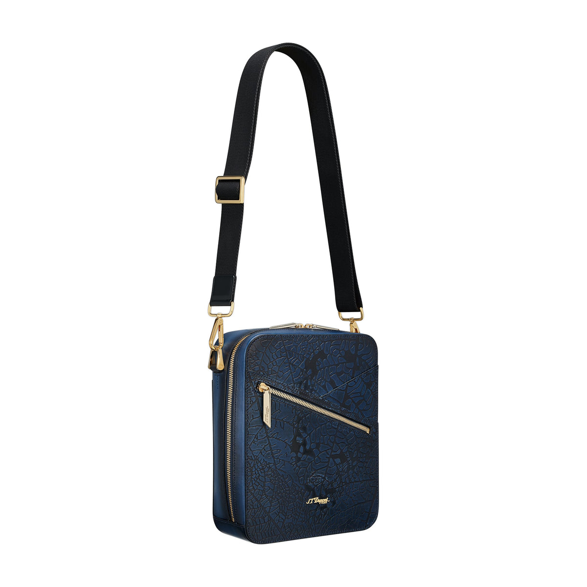 DUPONT ACCESSORIES [style_3597390295965] Túi da màu xanh bằng da bò, S.T.Dupont (CIGAR CROSSBODY PARTAGAS BLUE/191203). KT:  (5x20.5x7.5)cm