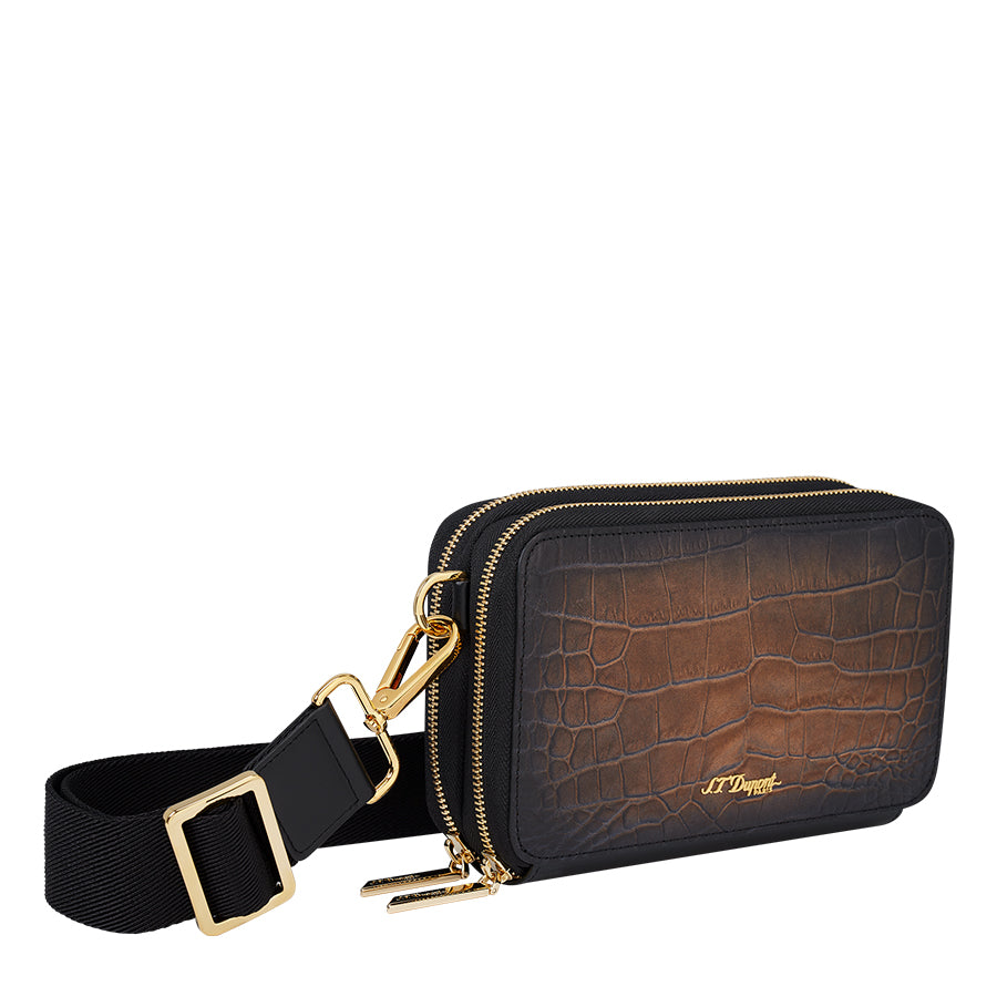 DUPONT ACCESSORIES Túi da màu đen bằng da bò (CIGAR S CROSSBODY LGR A HAVANA - 141452) - S.T.Dupont