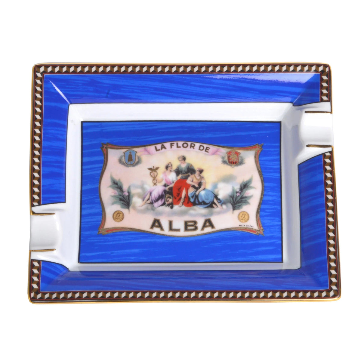 ELIE BLEU ACCESSORIES Blue &quot;Flor de Alba&quot; - Porcelain Ashtray Blue