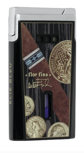 ELIE BLEU ACCESSORIES ELIE BLEU J-15 CIGAR JET FLAME LIGHTER MEDALS BLACK