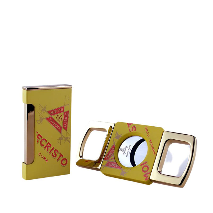HABANOS ACCESSORIES Bộ phụ kiện bật lửa &amp; dao cắt - MONTECRISTO (cutter &amp; lighter set)