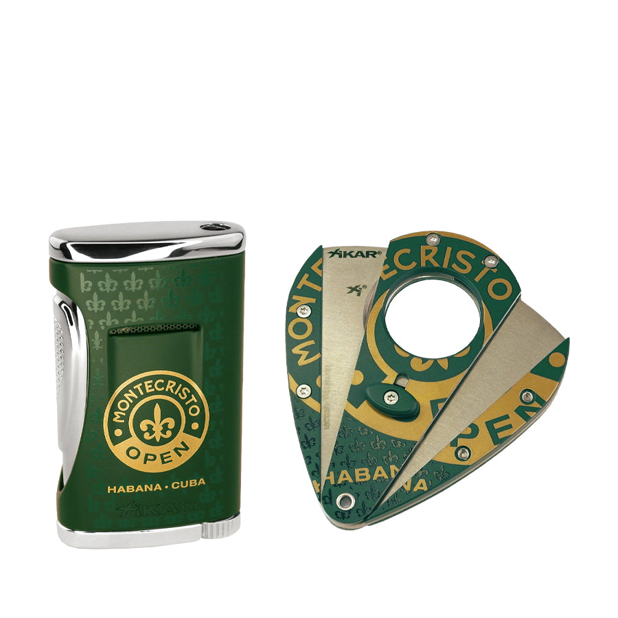 HABANOS ACCESSORIES Bộ phụ kiện xì gà MONTECRISTO OPEN bao gồm Bật lửa & Dao cắt