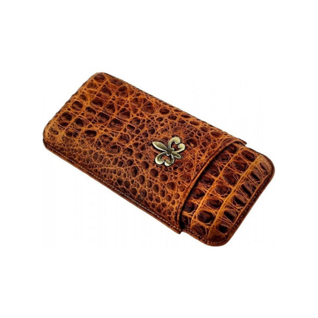 HABANOS ACCESSORIES Bao da đựng Xì Gà bằng da bò - Cigar Case FLOR DE LIS 3 cigars